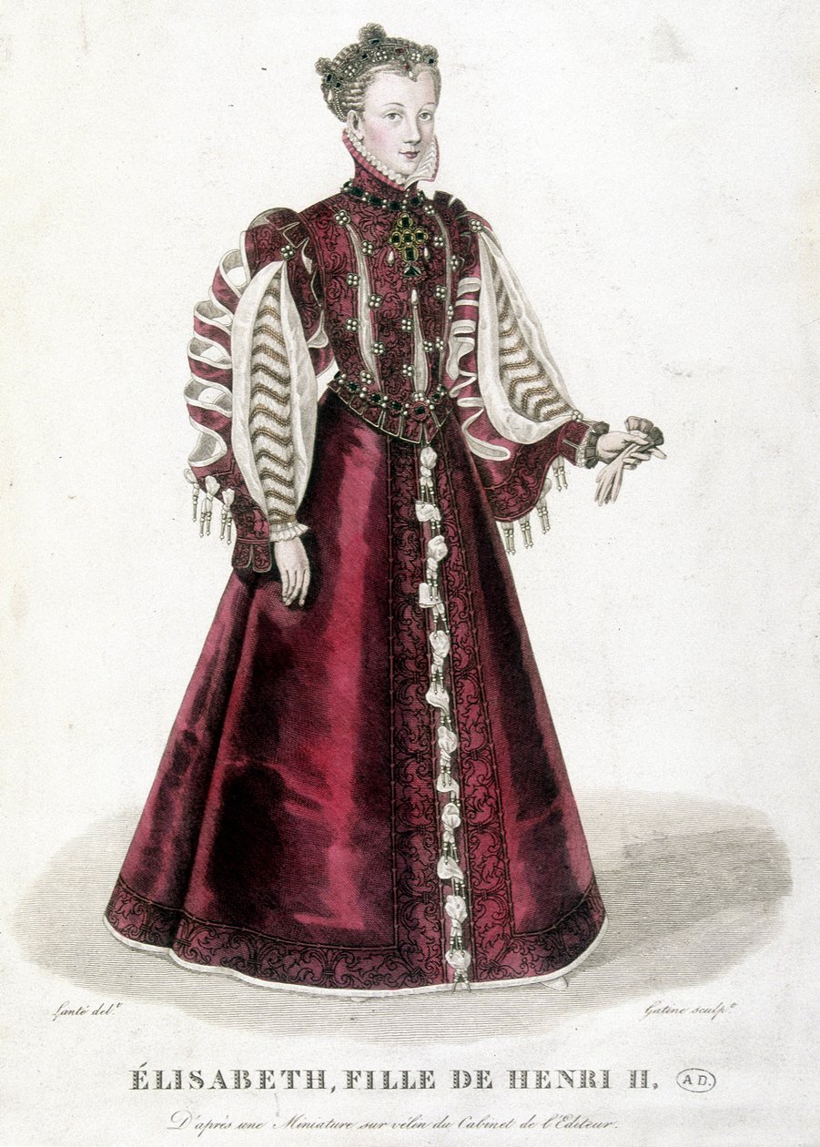 Portrett av Elisabeth, datter av Henrik II, konge av Frankrike (1519-1559). av Unknown artist