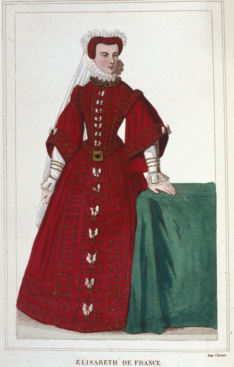 Portrett av Elisabeth av Frankrike 1545 - 1568 Datter av Henrik II og Katarina av Medici (Caterina de Medici) gravering av 1830 av Unknown artist