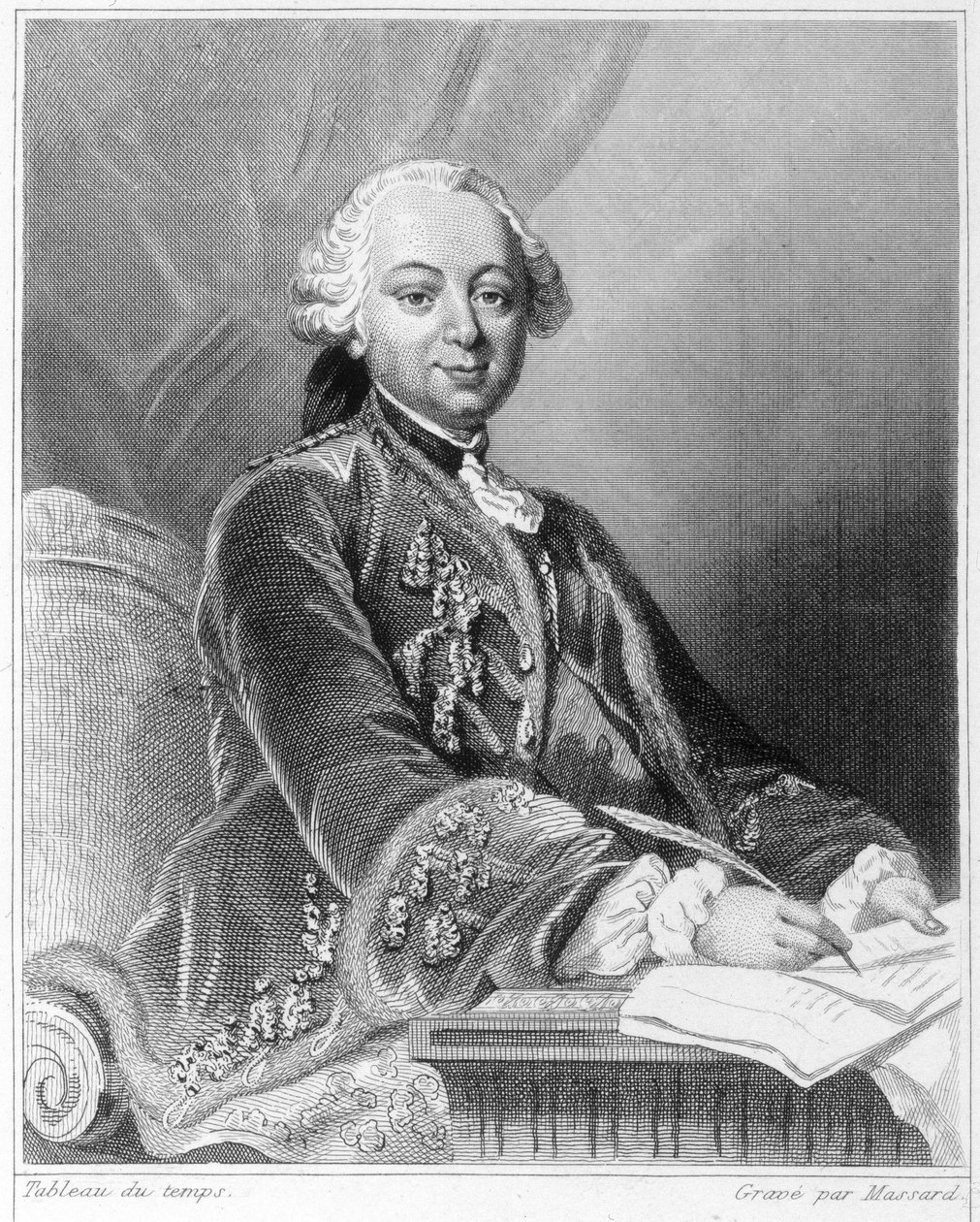 Portrett av Etienne François, hertug av Choiseul (1719 - 1785), fransk politiker - i "Histoire des Français" av Lavallée, gravering, sd. av Unknown artist