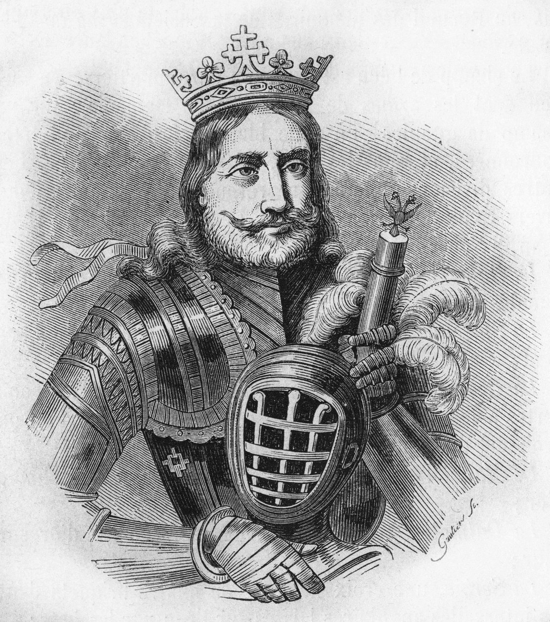 Portrett av Etienne IX UroU IV DuUan på fransk, Etienne Douchan (1308 til 1355). Konge, den gang serbernes tsar. gravering fra 1840. av Unknown artist