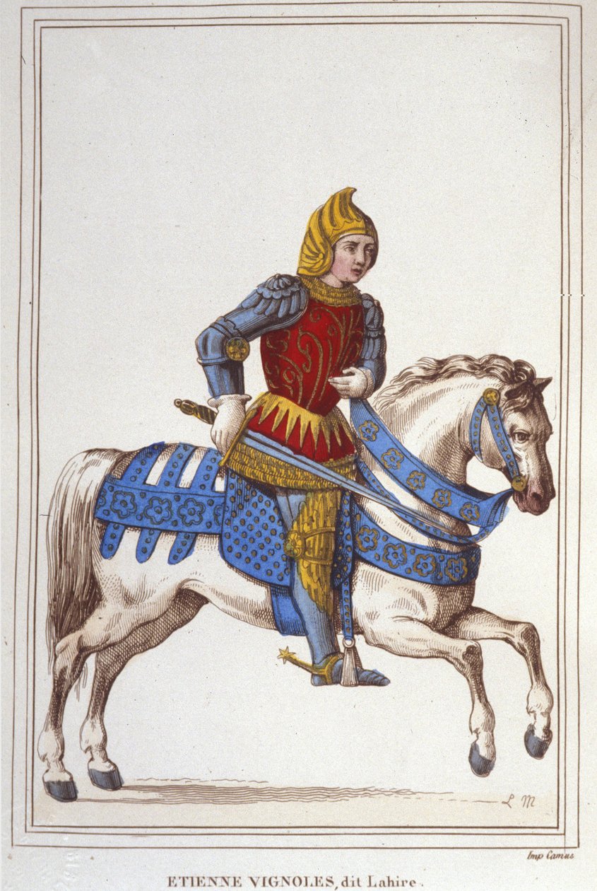 Portrett av Etienne de Vignoles eller Vignolles dit La Hire (Lahire). Fransk krigsmann 1390-1443.gravering av 1830 av Unknown artist