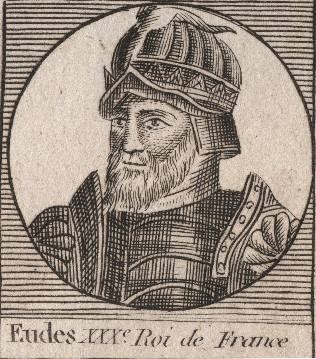 Portrait of Eudes (Odon) (v. 860 - 898), Count of Paris and Troyes, then King of France - EUDES count of Paris elected to French throne after the deposition of Charles the Emperor - engraving from “Instruction sur l