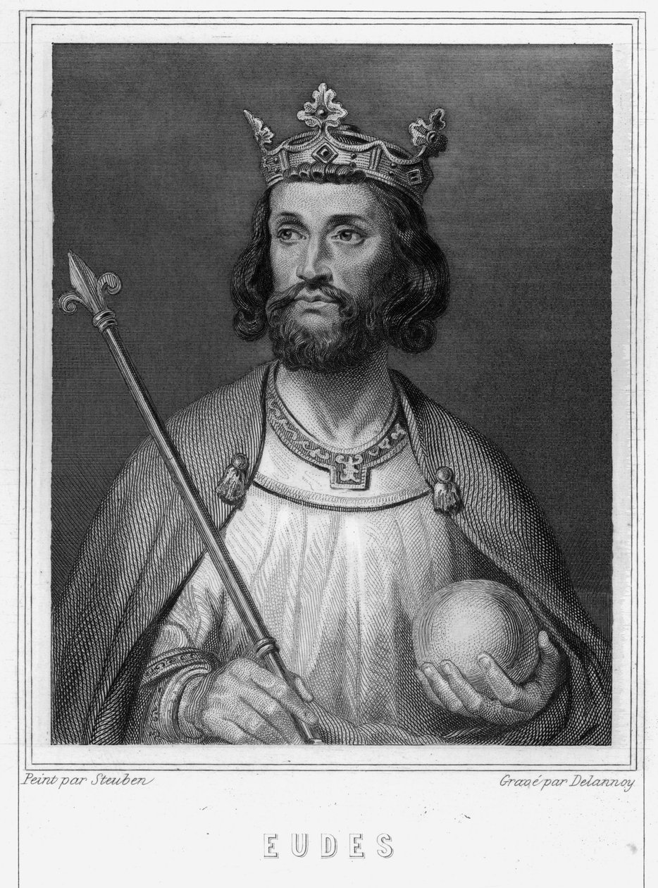 Portrait of Eudes (Odon) (v. 860 - 898), Count of Paris and Troyes, then King of France - in “Histoire des Français”” by Lavallée, engraving, sd. av Unknown artist