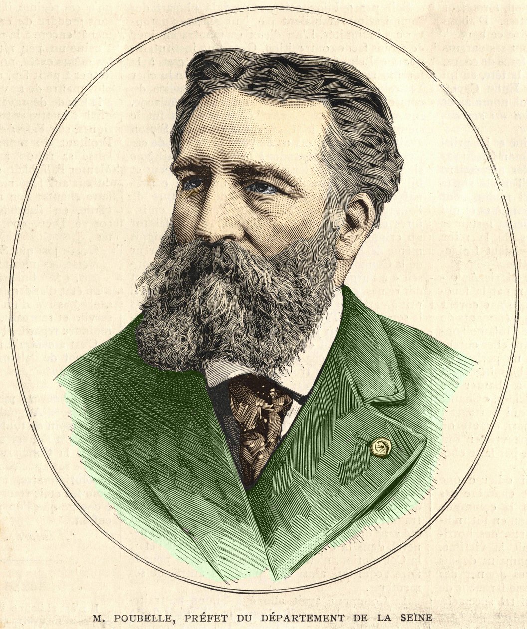 Portrett av Eugene Rene Poubelle (1831 - 1907), fransk embetsmann og prefekt for Seinen. Coll. Bianchetti. av Unknown artist
