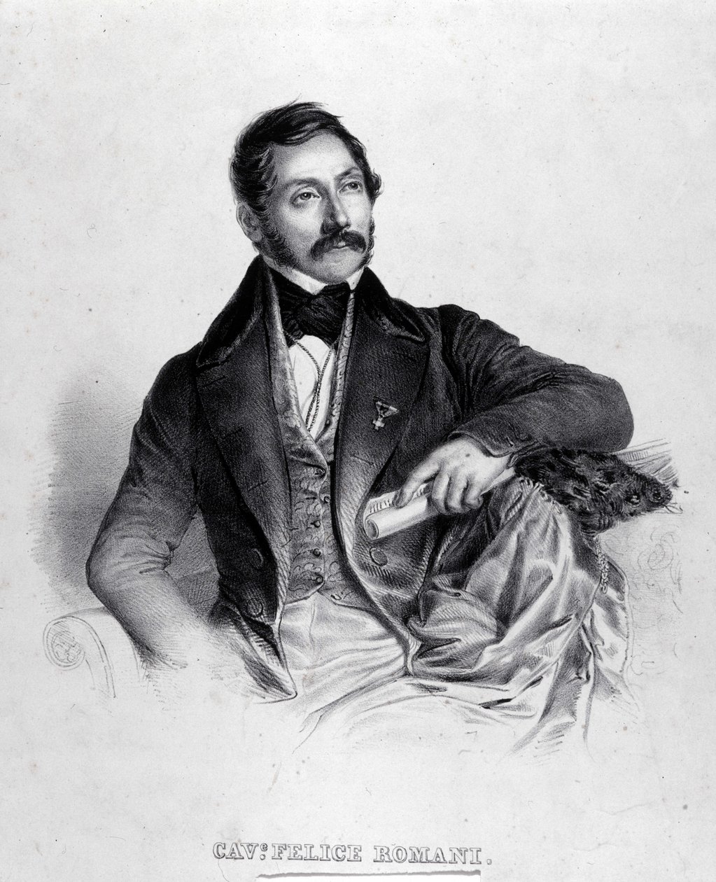 Portrett av Felice Romani, librettist, poet og italiensk kritiker (1788-1865). av Unknown artist