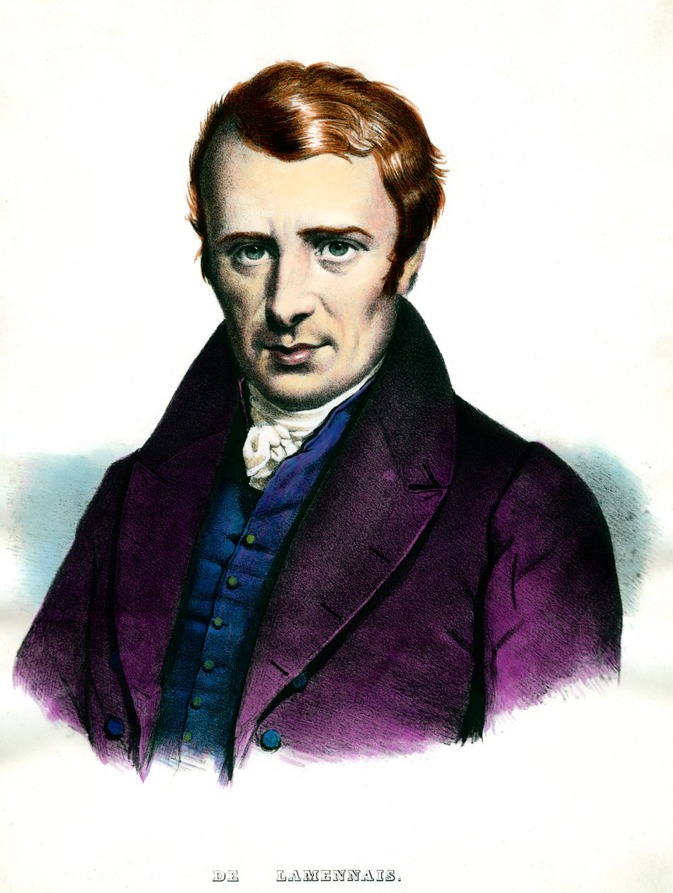 Portrett av Felicite Robert de Lamennais (1782-1854) fransk forfatter. Gravering av privatsamlingen fra 1800-tallet av Unknown artist