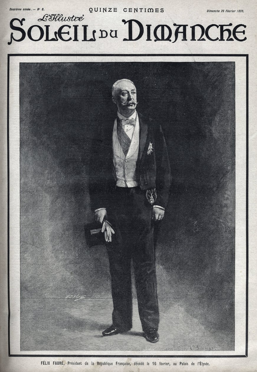 Portrett av Felix Faure (1841-1899), president for Den franske republikk publisert under hans død 16. februar i Palais de l