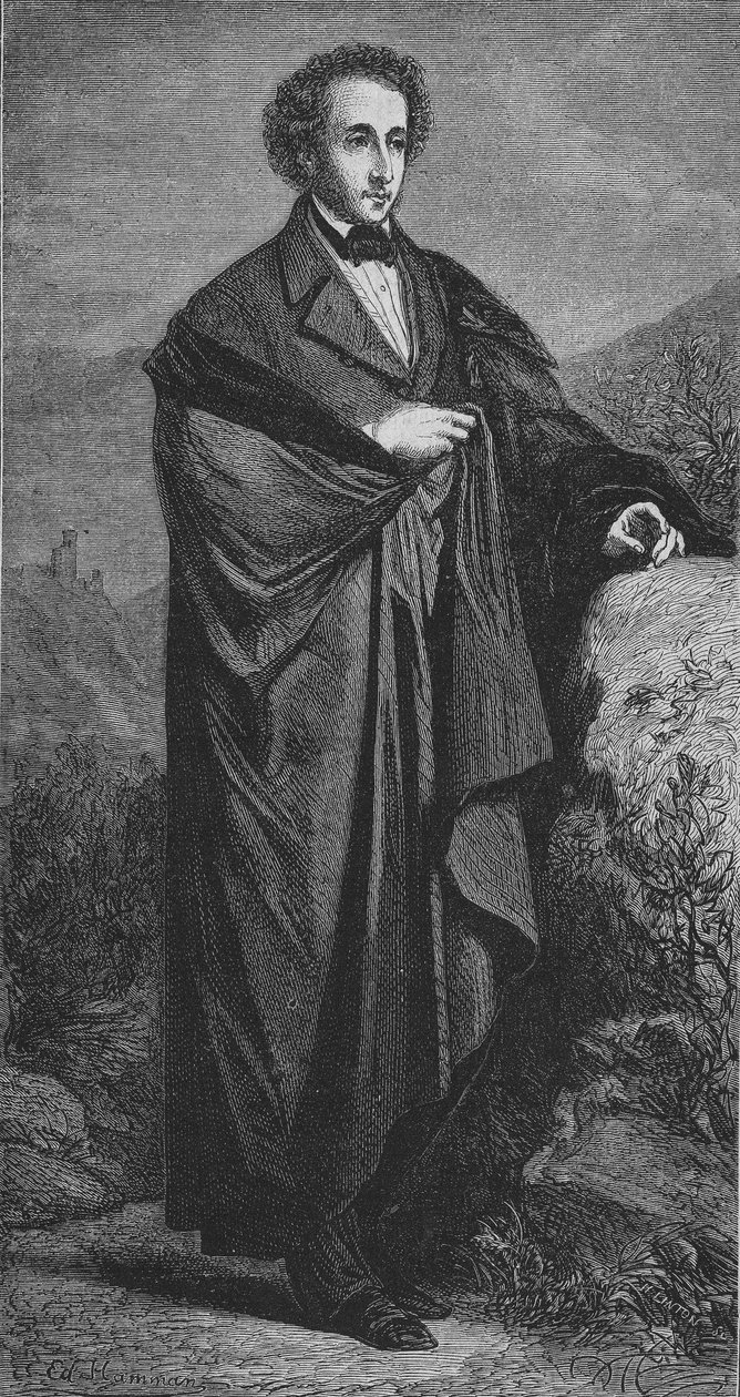 Portrait of Felix Mendelssohn - Bartholdy (1809 - 1847) German composer by Hamman. av Unknown artist