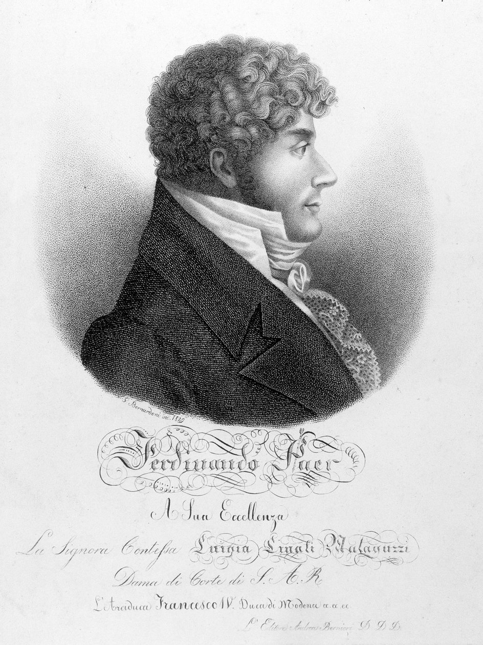 Portrett av Ferdinando Paer (1771 - 1839). Han var kapellmester for Napoleon I og deretter direktør for Opera Comique. av Unknown artist