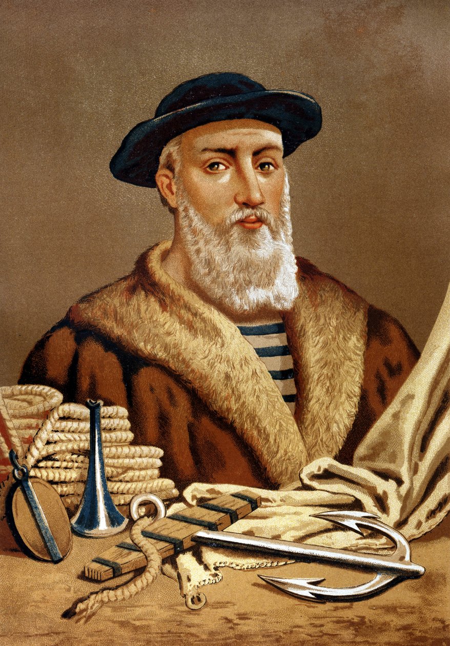 Portrett av Fernando de Magellan. på portugisisk Fern¿o de Magalh¿es portugisisk navigator (1480 til 1521). etter kjente menn og kvinner. Barcelona 1877. av Unknown artist