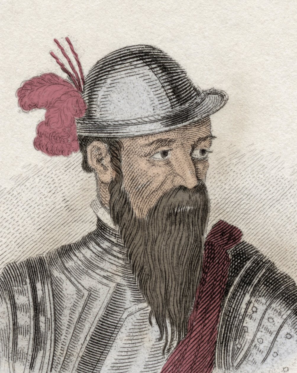 Portrett av Francisco Pizarro (Francois Pizarre, ca. 1478-1541), spansk conquistador. Gravering fra 1800-tallet. av Unknown artist
