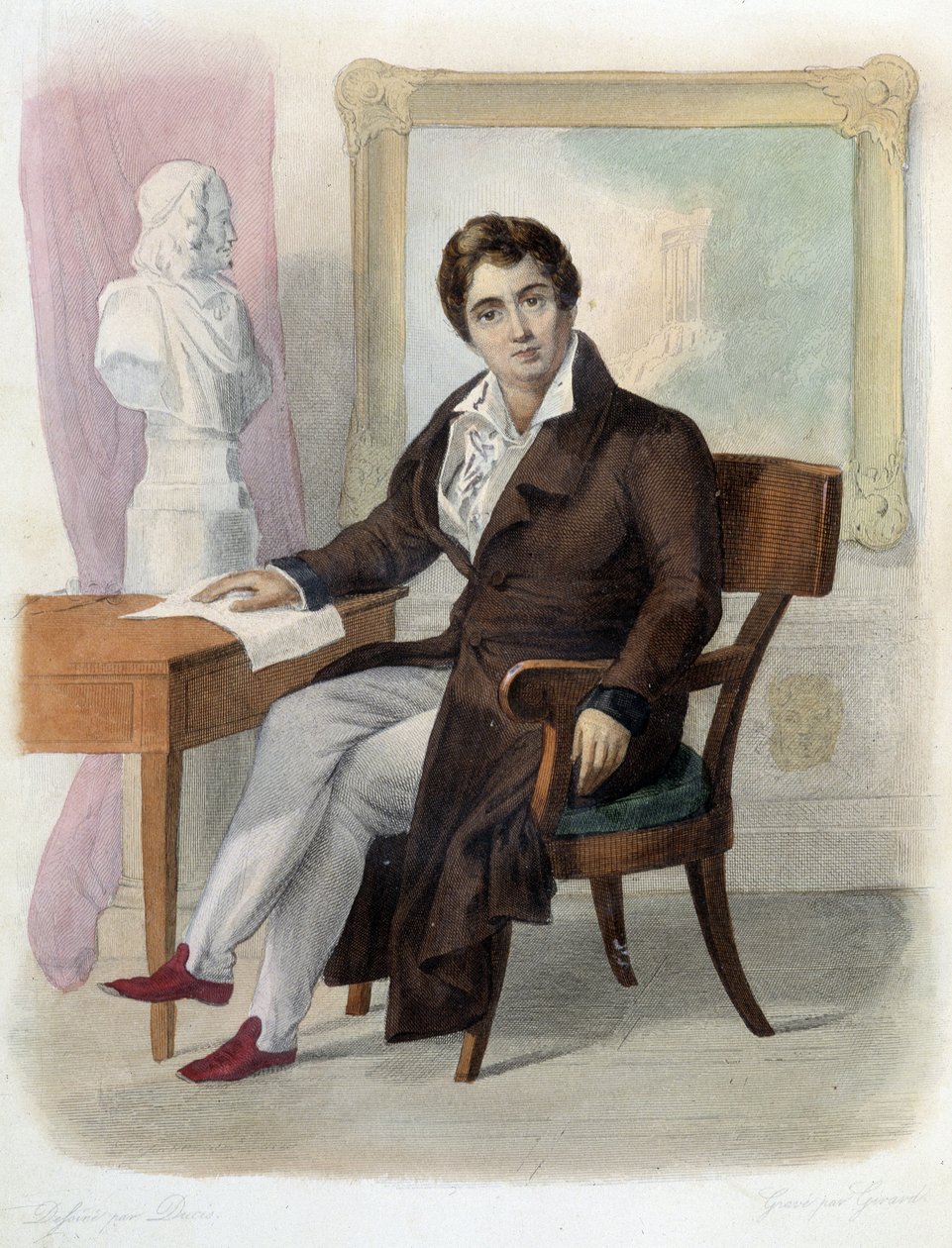 Portrett av Francois-Joseph (Francois Joseph) Talma (1763-1826), fransk komiker. i Ed. Mennechet, ""Den franske Plutarch"" av Unknown artist