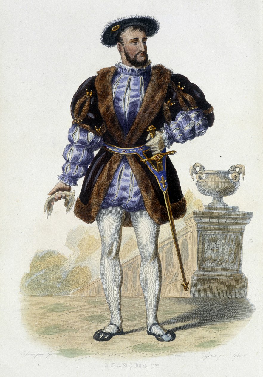 Portrett av Francois 1er (1494-1547) - i "" Den franske Plutarch", red. Mennechet av Unknown artist
