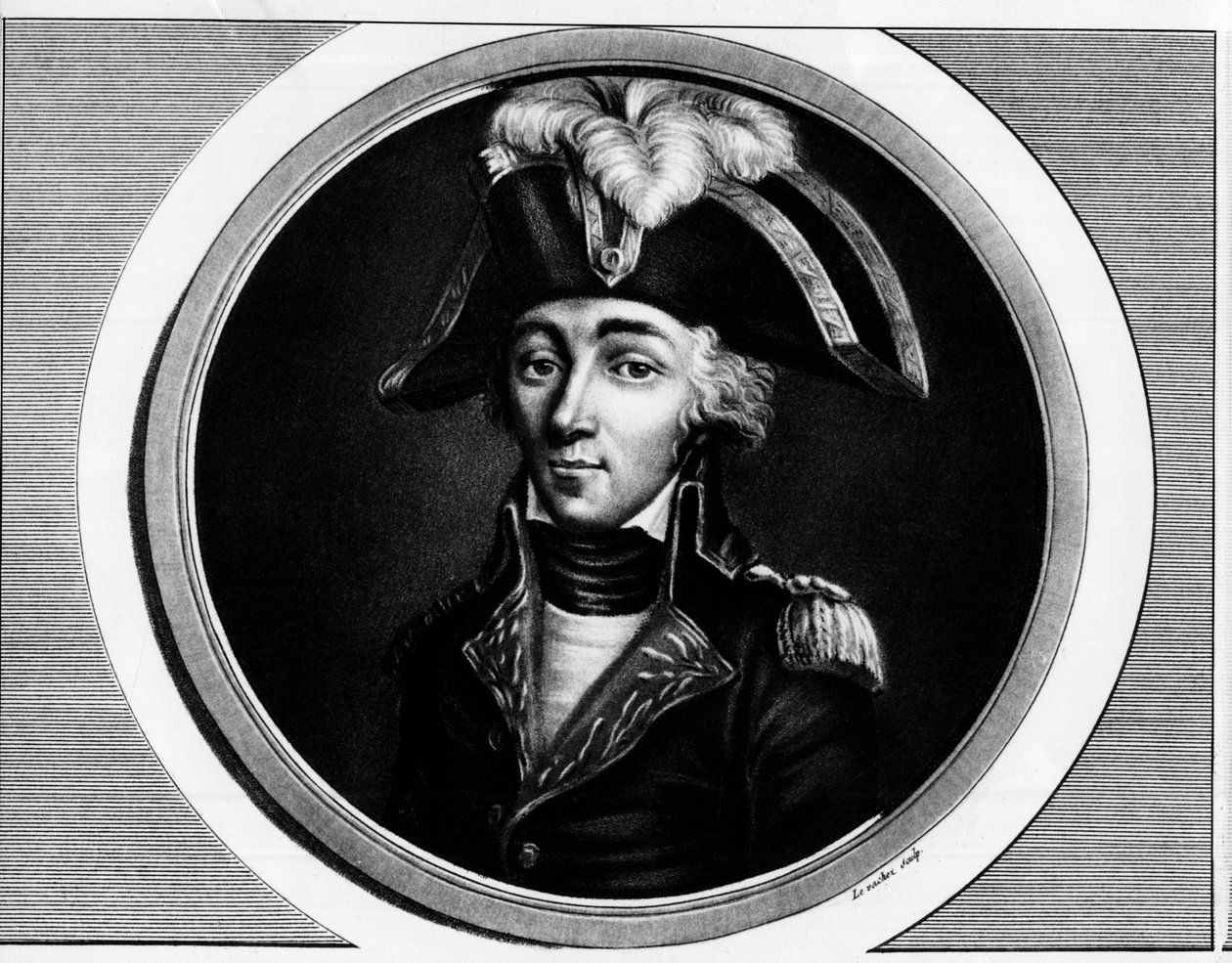 Portrett av Francois Hanriot (1761-1794), fransk revolusjonær - Gravering i ""Komplett samling av historiske malerier fra den franske revolusjonen, i tre bind""" 1804 av Unknown artist