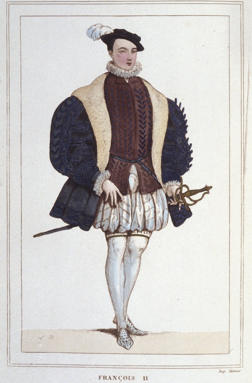 Portrett av Francois II (1544 - 1560), konge av Frankrike gravering fra 1830 av Unknown artist