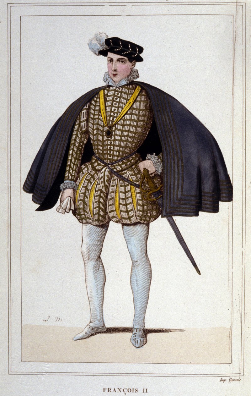 Portrett av Francois II (1544 - 1560), konge av Frankrike gravering fra 1830 av Unknown artist