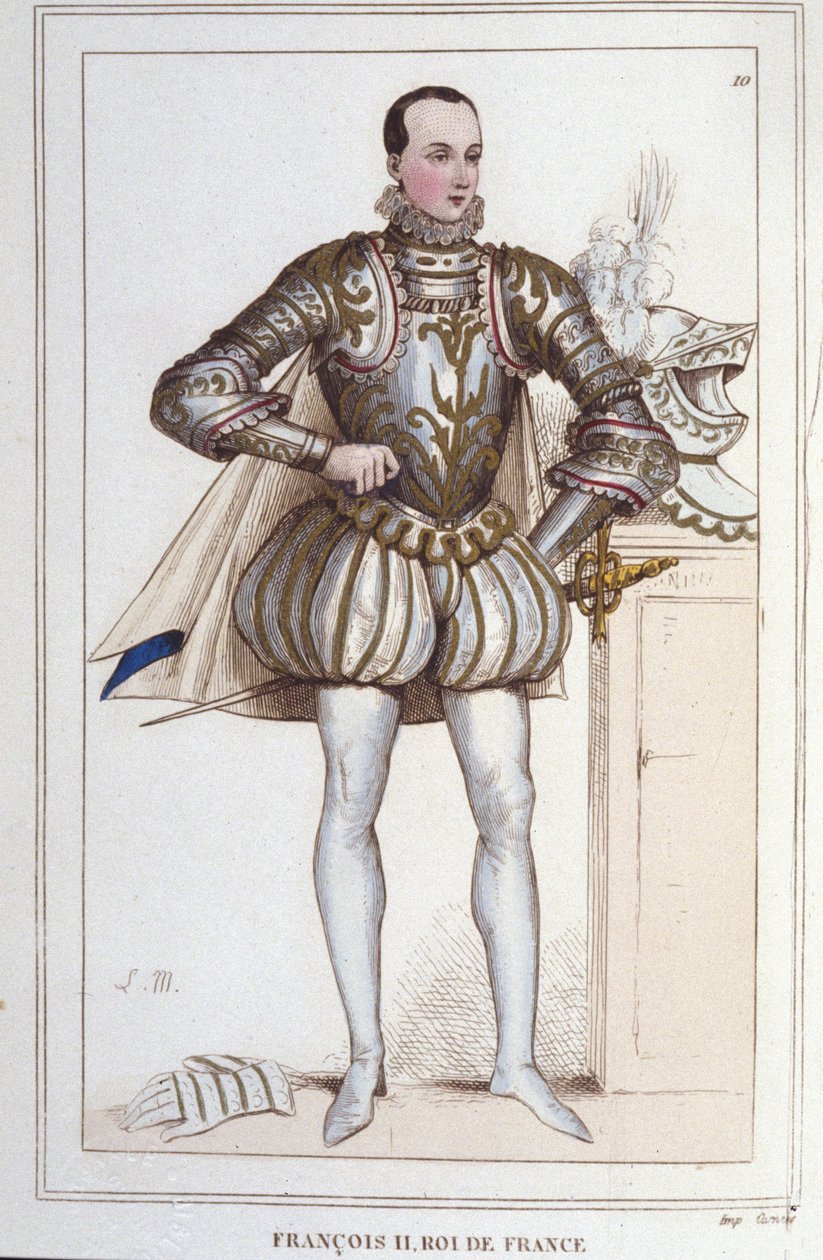Portrett av Francois II (1544 - 1560), konge av Frankrike gravering fra 1830 av Unknown artist