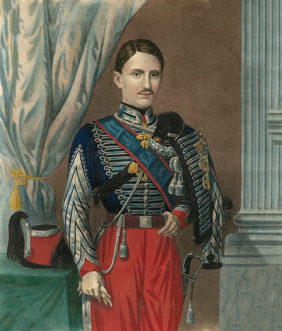 Portrait of Francois II King of the Two Sicilies (Francesco II delle Due Sicilie) (1836-1894) with the Necklace of the Order of the Golden Fleece - Portrait of Francis II of the Two Sicilies (1836-1894), King of the Kingdom of the Two Sicilies av Unknown artist