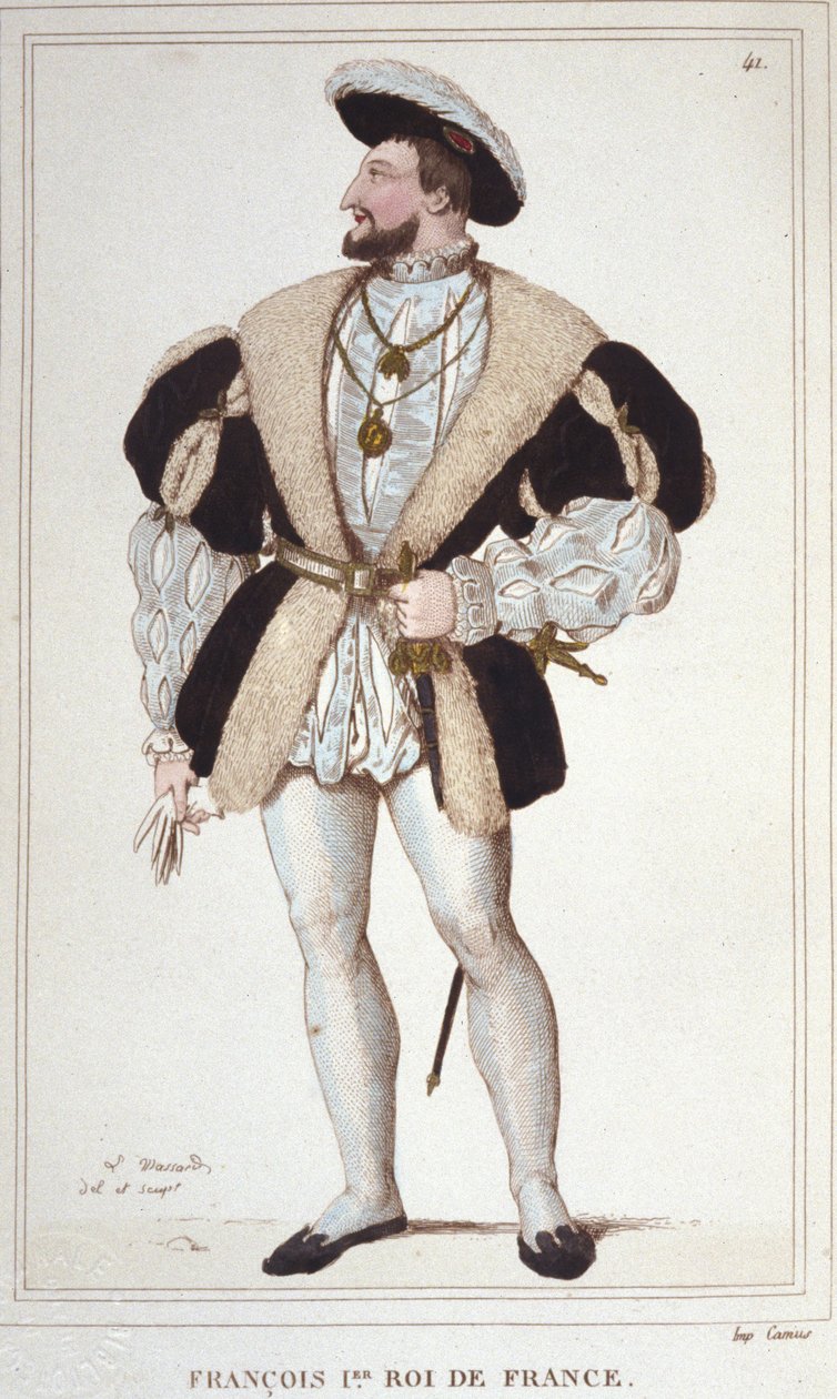 Portrett av Francois I (1494 - 1547) Gravering av 1830 av Unknown artist