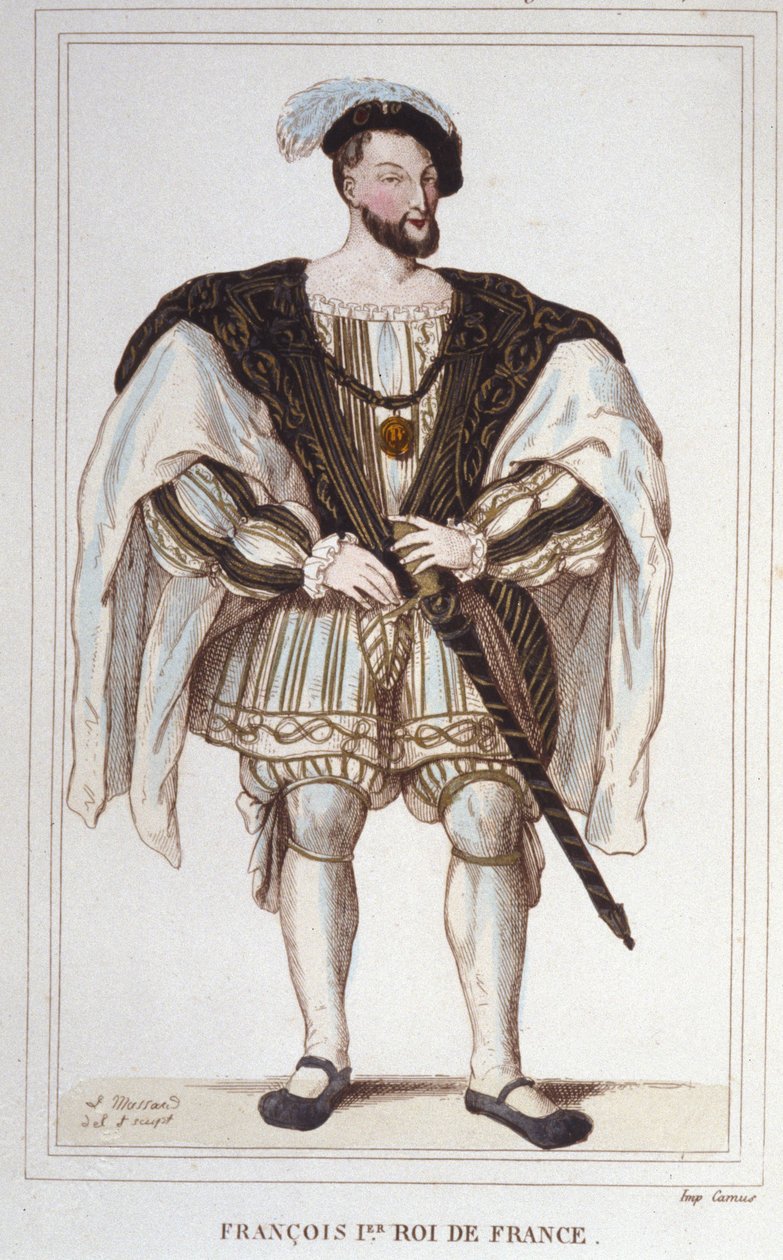 Portrett av Francois I (1494 - 1547) Gravering av 1830 av Unknown artist