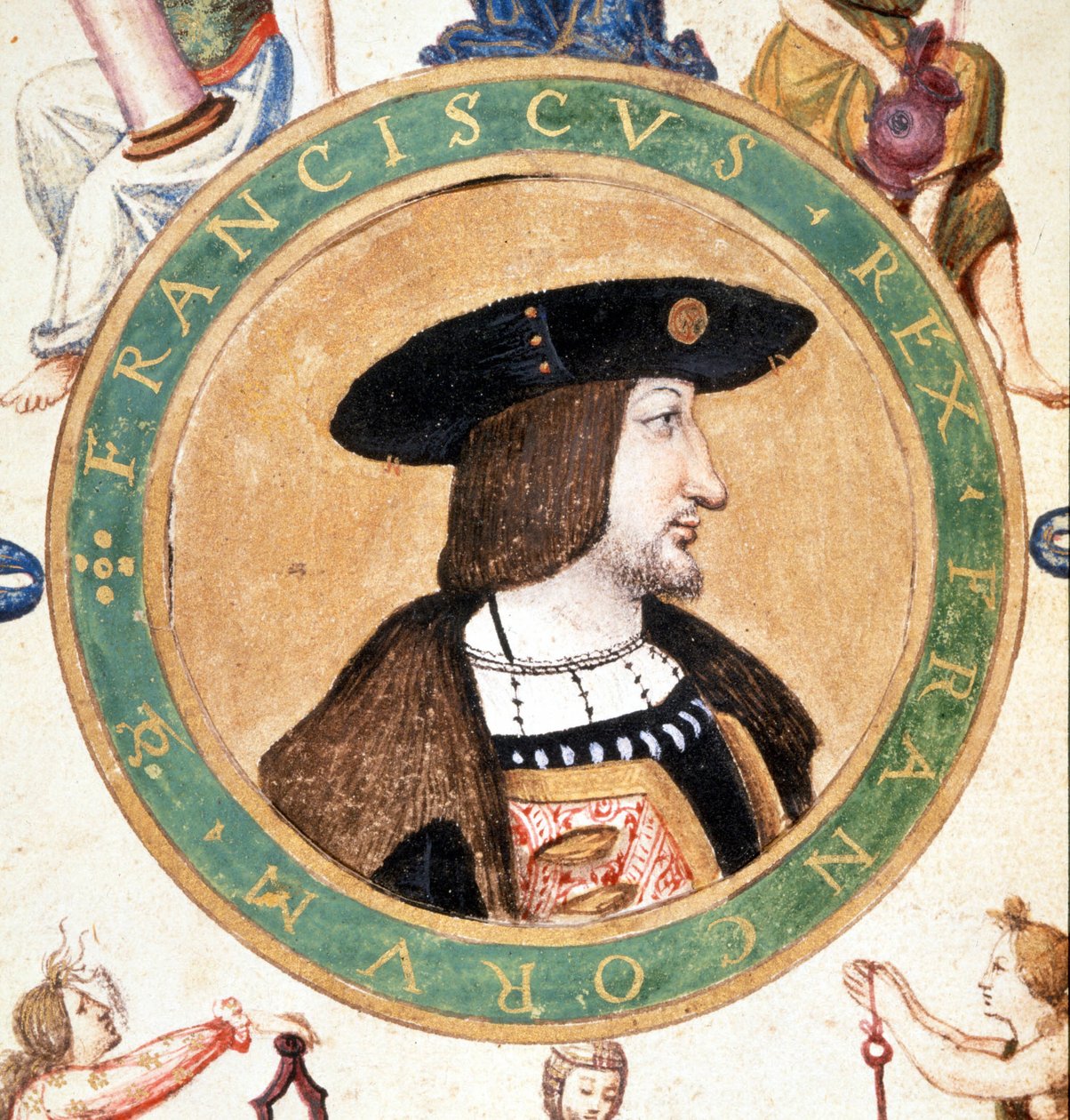 Portrett av Francois I, miniatyr fra 1500-tallet. av Unknown artist
