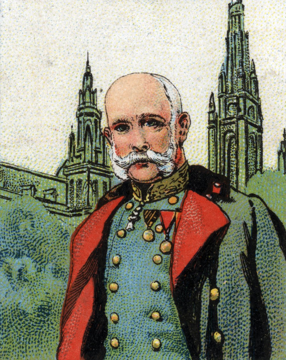 Portrett av Francois Joseph I (1830-1916) keiser av Østerrike. Kromolitografi. av Unknown artist