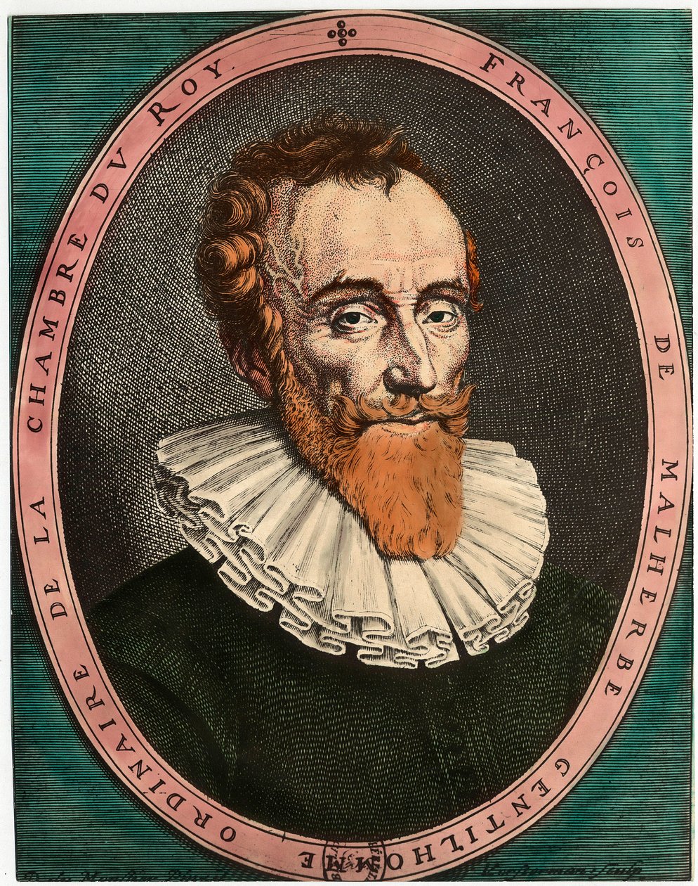 Portrett av Francois de Malherbe (1555 - 1628), fransk poet. Gravering fra 1600-tallet. Privat samling. av Unknown artist