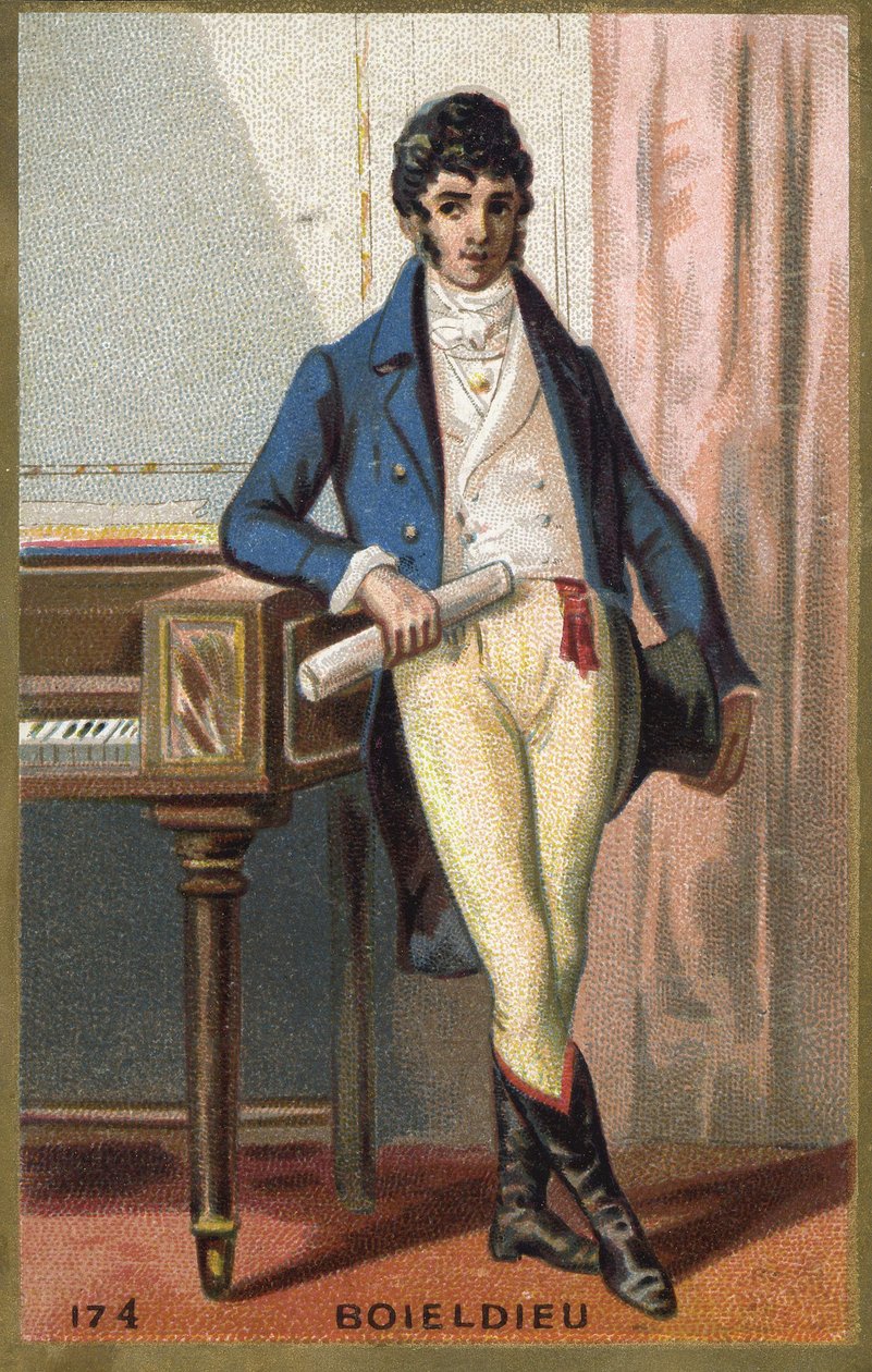 Portrett av François Adrien Boieldieu (1775 - 1834), fransk komponist. Kromolitografi fra slutten av 1800-tallet. av Unknown artist