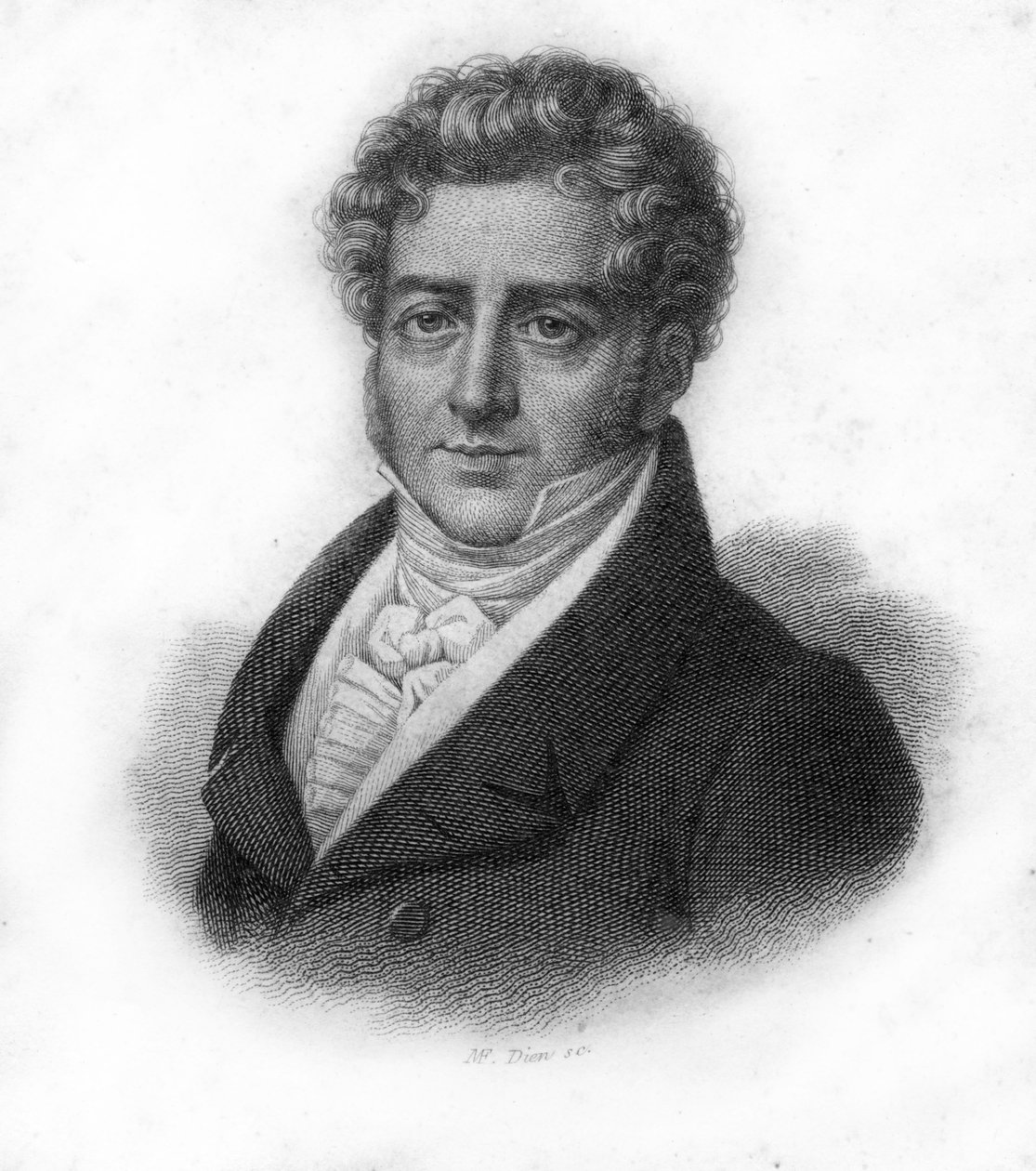 Portrett av François Adrien Boieldieu (1775 - 1834), fransk komponist, gravering fra 1800-tallet av Unknown artist