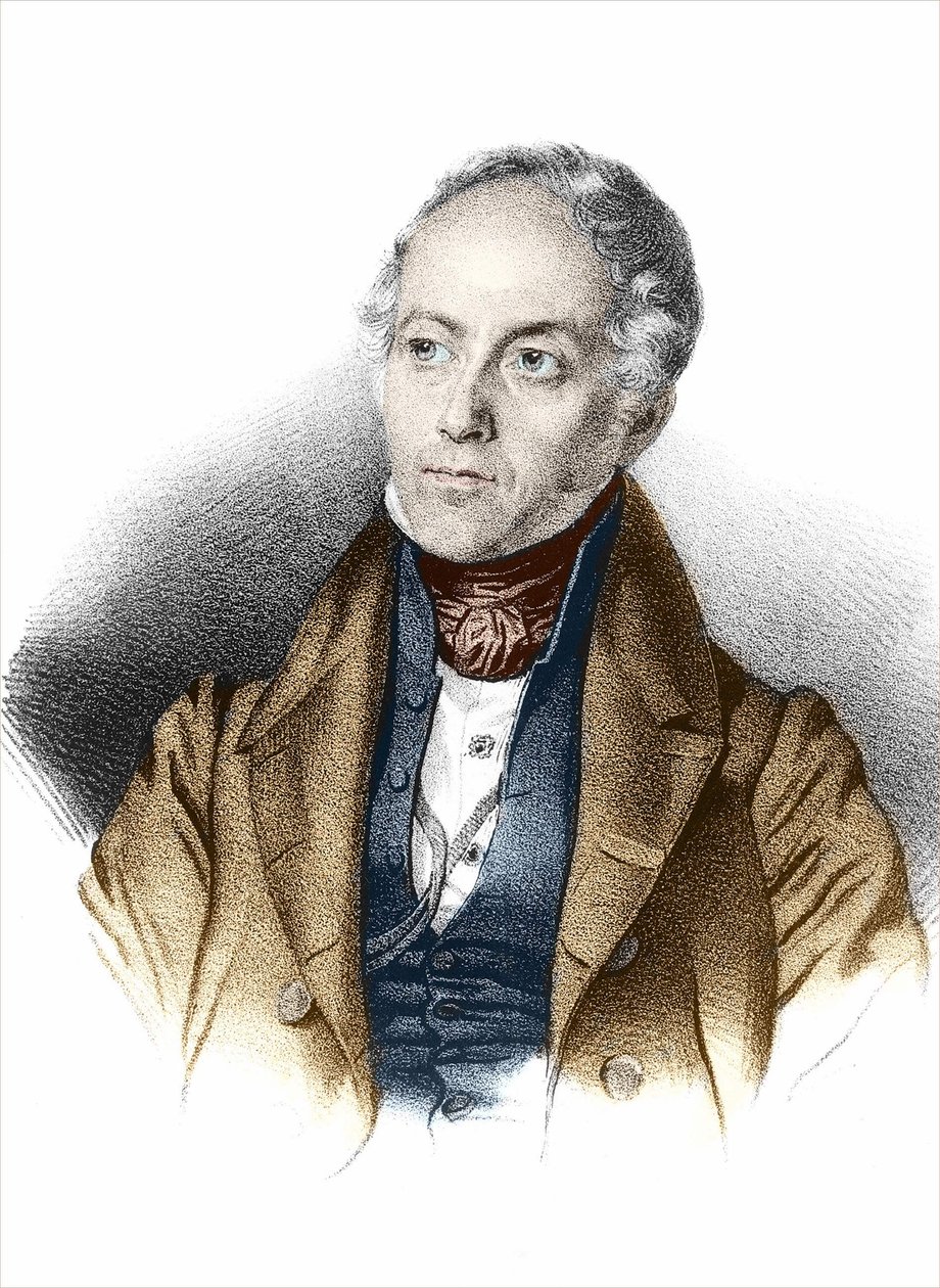 Portrett av François Guizot (1787 - 1874) fransk politiker og historiker. Gravering 1800-tallet. av Unknown artist