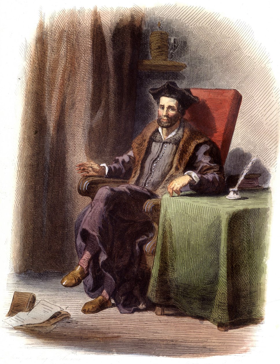 Portrett av François Rabelais sittende (1483-1553) - i "" Le Plutarque francais", red. Mennechet av Unknown artist
