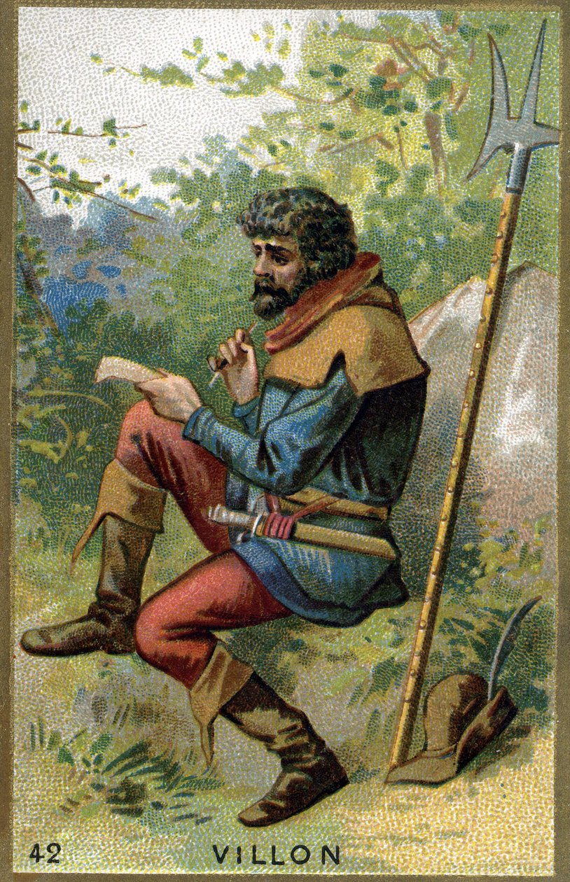 Portrait of François Villon (c. 1431 - after 1463), French poet. Chromolithography of the 19th century. av Unknown artist