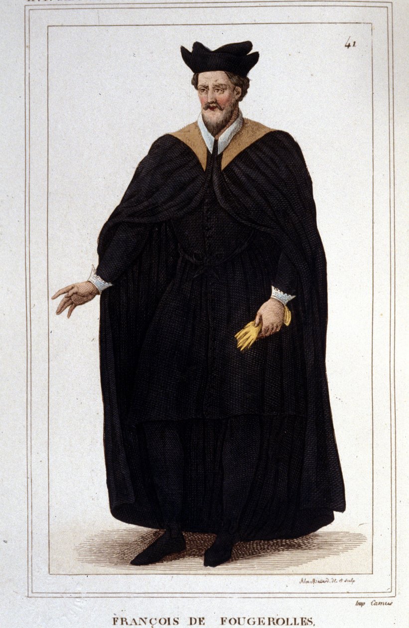 Portrett av François de Fougerolles, latinist, doktor i medisin. Han levde på 1500-tallet. Gravering fra 1830. av Unknown artist