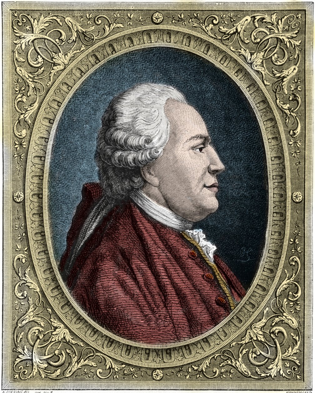 Portrett av Franz-Anton Mesmer (1734-1815) (Frederic Antoine Mesmer - Franz Anton Mesmer) Tysk lege, grunnlegger av teorien om dyremagnetisme (mesmerisme). Fargegravering fra 1800-tallet. av Unknown artist