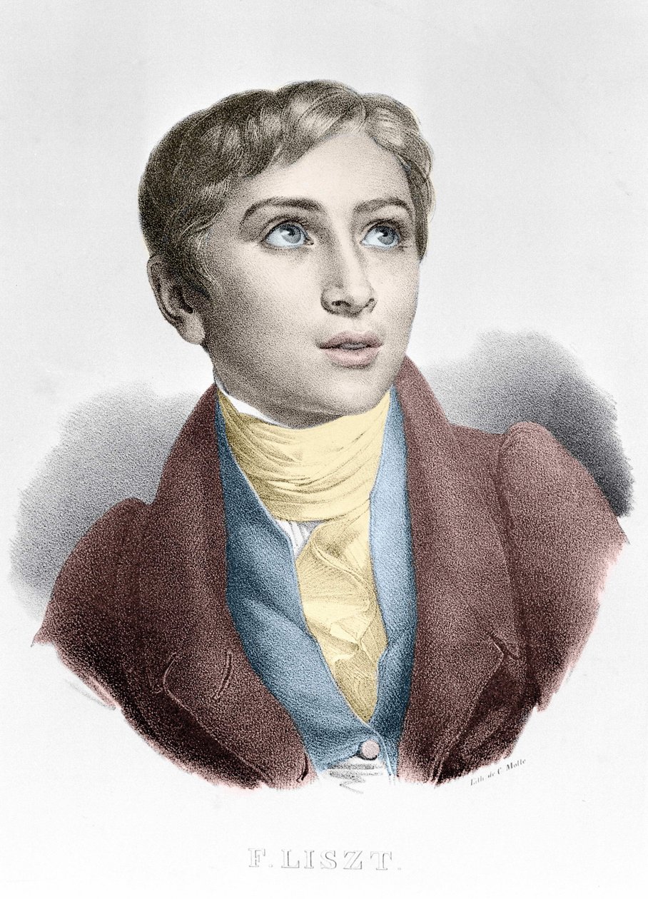 Portrett av Franz Liszt (1811-1886), ungarsk komponist og pianist. av Unknown artist