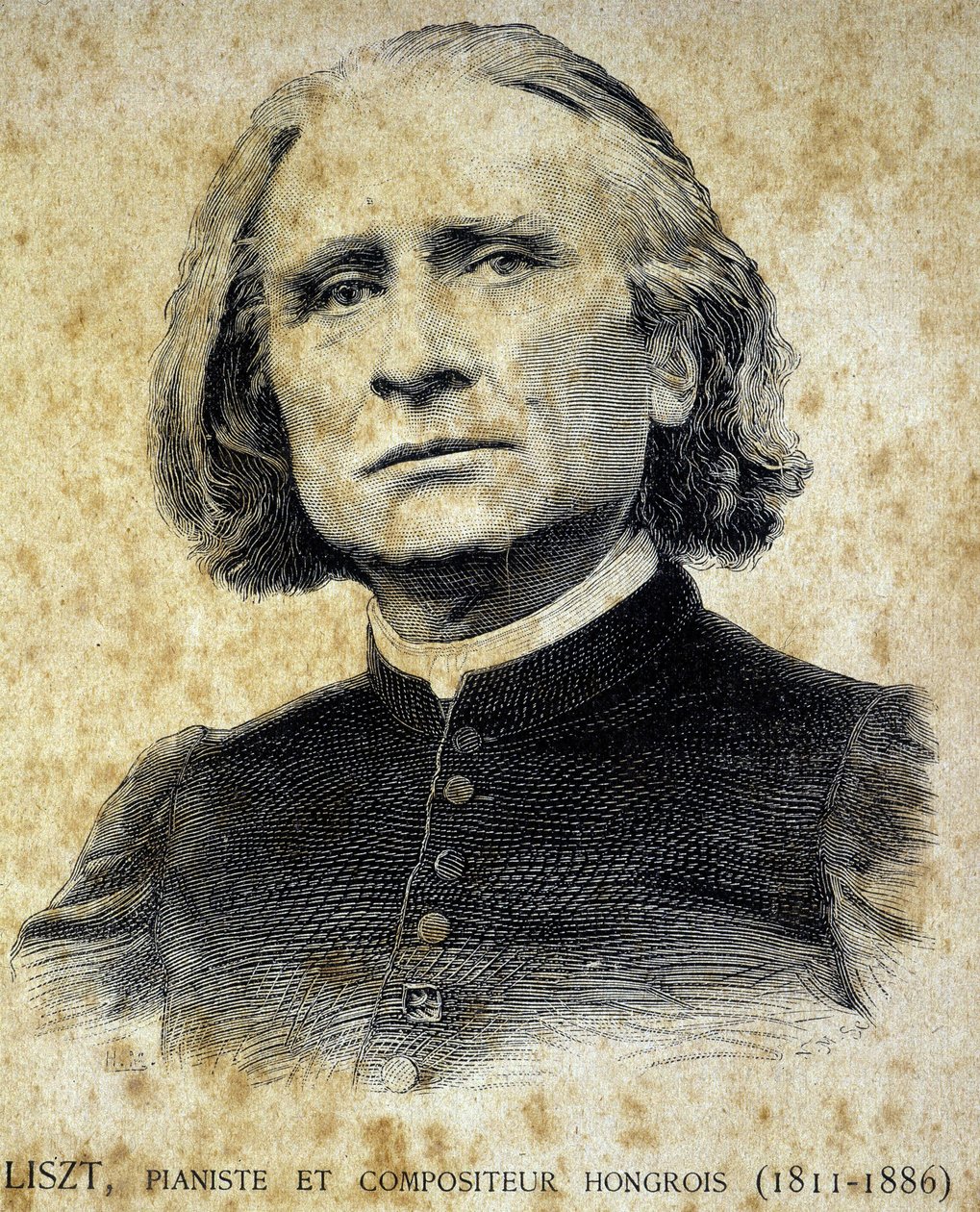 Portrait of Franz Liszt, Hungarian pianist and composer (1811 - 1886) - in “” Les Contemporains””, n.d. late 19th century. av Unknown artist