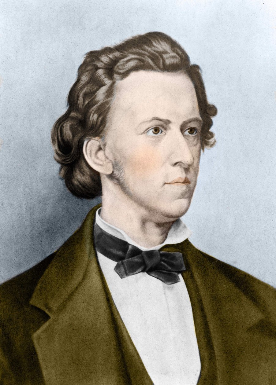 Portrett av Frederick Chopin (1810-1849), polsk komponist. av Unknown artist