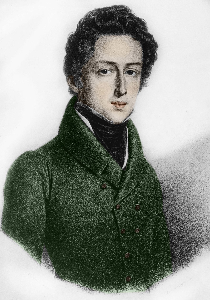 Portrett av Frederick Chopin (1810 - 1849), polsk komponist. av Unknown artist