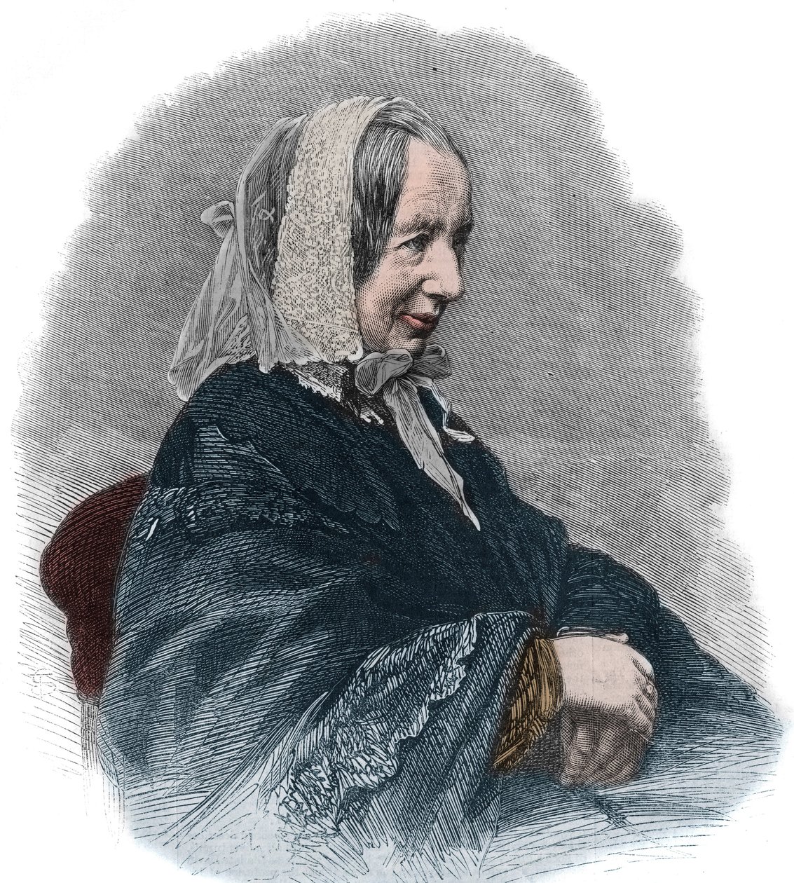 Portrait of Fredrika Bremer (1801-65) (engraving) a Swedish writer and a feminist activist av Unknown artist