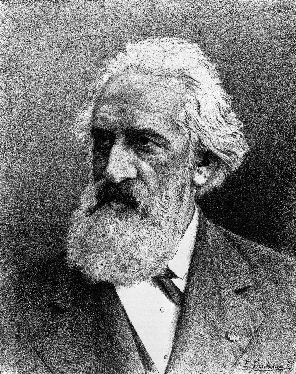 Portrett av Friedrich von Flotow (1812-1883) tysk komponist. av Unknown artist