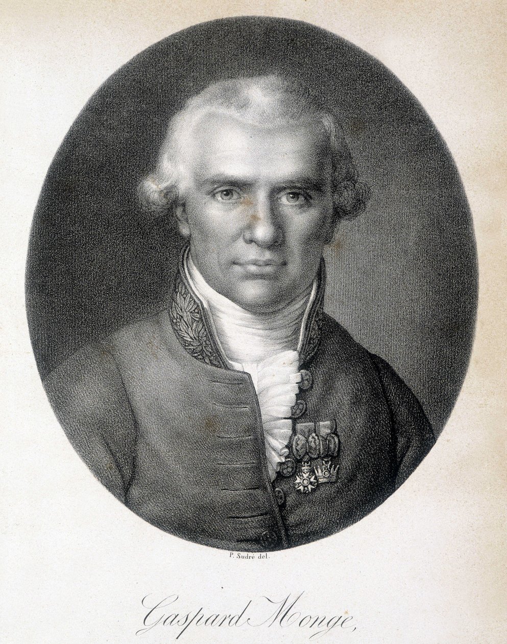 Portrett av Gaspard Monge, Comte de Peluse (1746 - 1818), fransk matematiker - gravering av Unknown artist