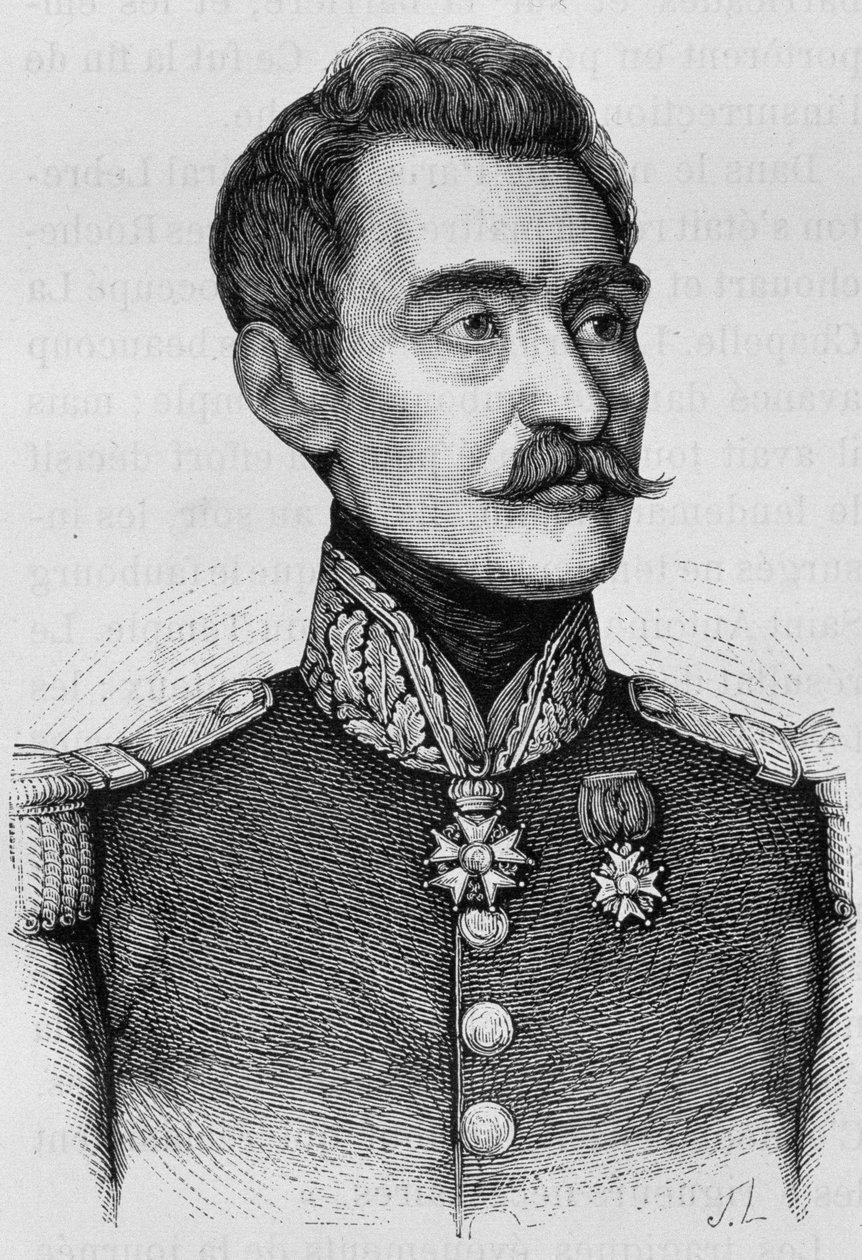 Portrett av general Bréa. Gravering fra slutten av 1800-tallet i «Histoire de France»» av H. Martin. av Unknown artist