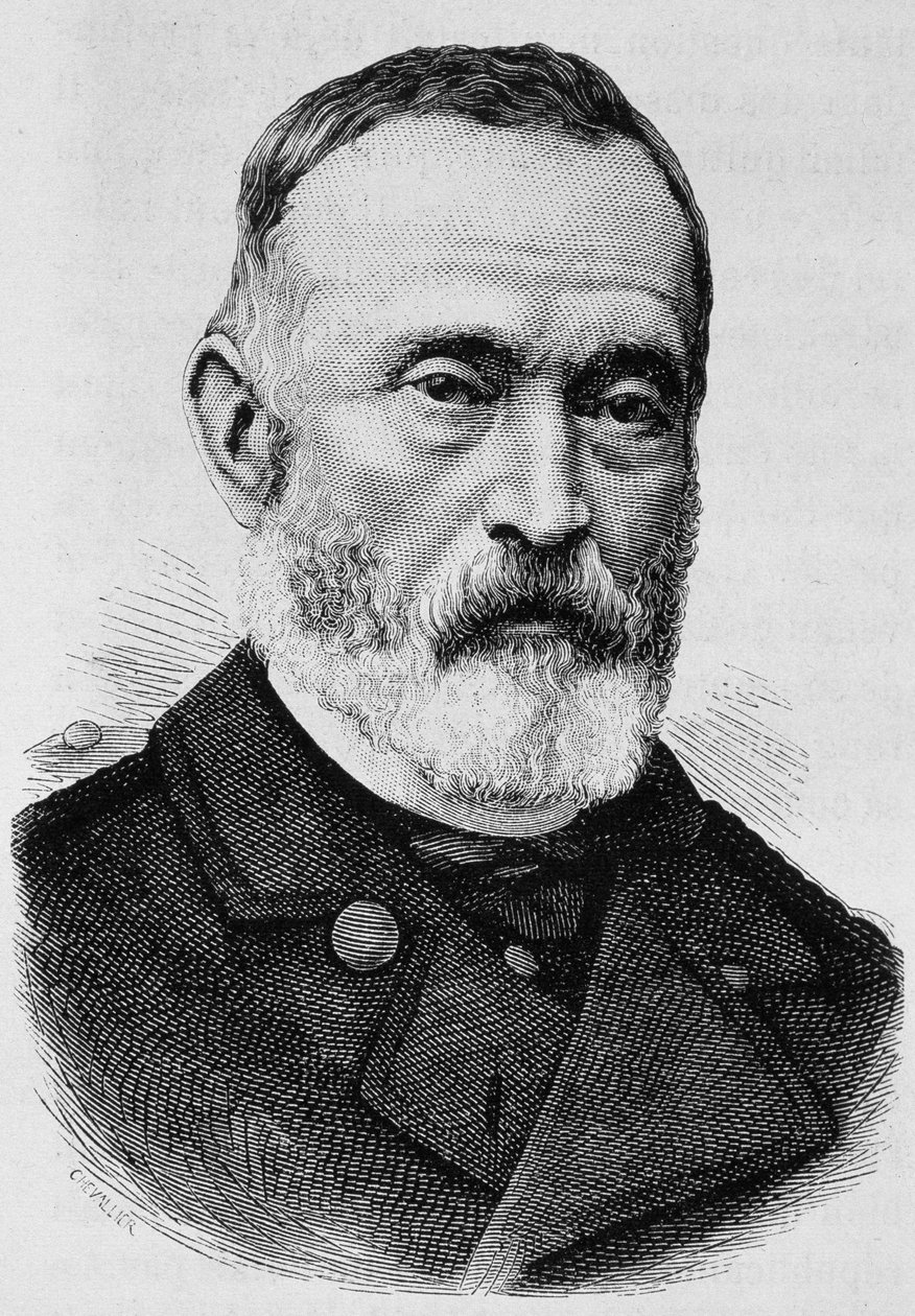 Portrett av general Clément Thomas (1809 - 1871). Gravering av slutten av 1800-tallet i "Histoire de France"" av H. Martin. av Unknown artist