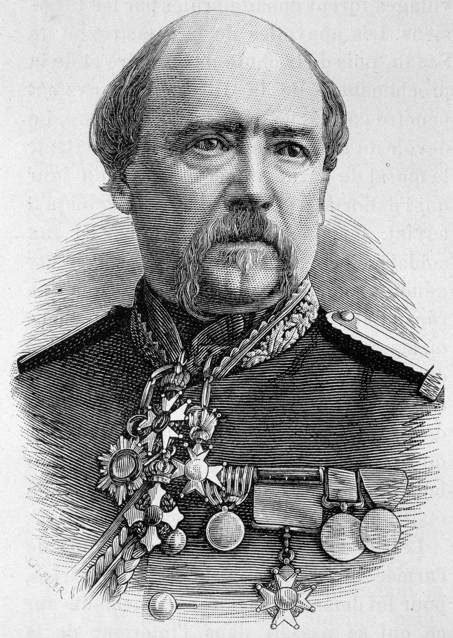 Portrett av general Coffinières. Gravering av slutten av 1800-tallet i "Histoire de France"" av H. Martin. av Unknown artist