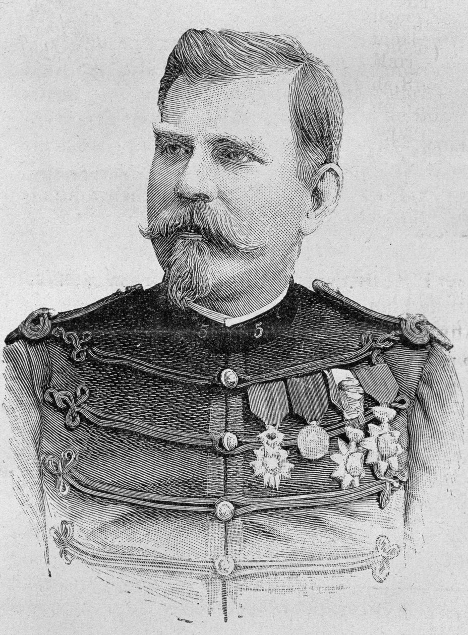 Portrait of General Joseph Joffre (1852 - 1931). Engraving of the end of the 19th century in “Histoire de France”” by H. Martin. av Unknown artist