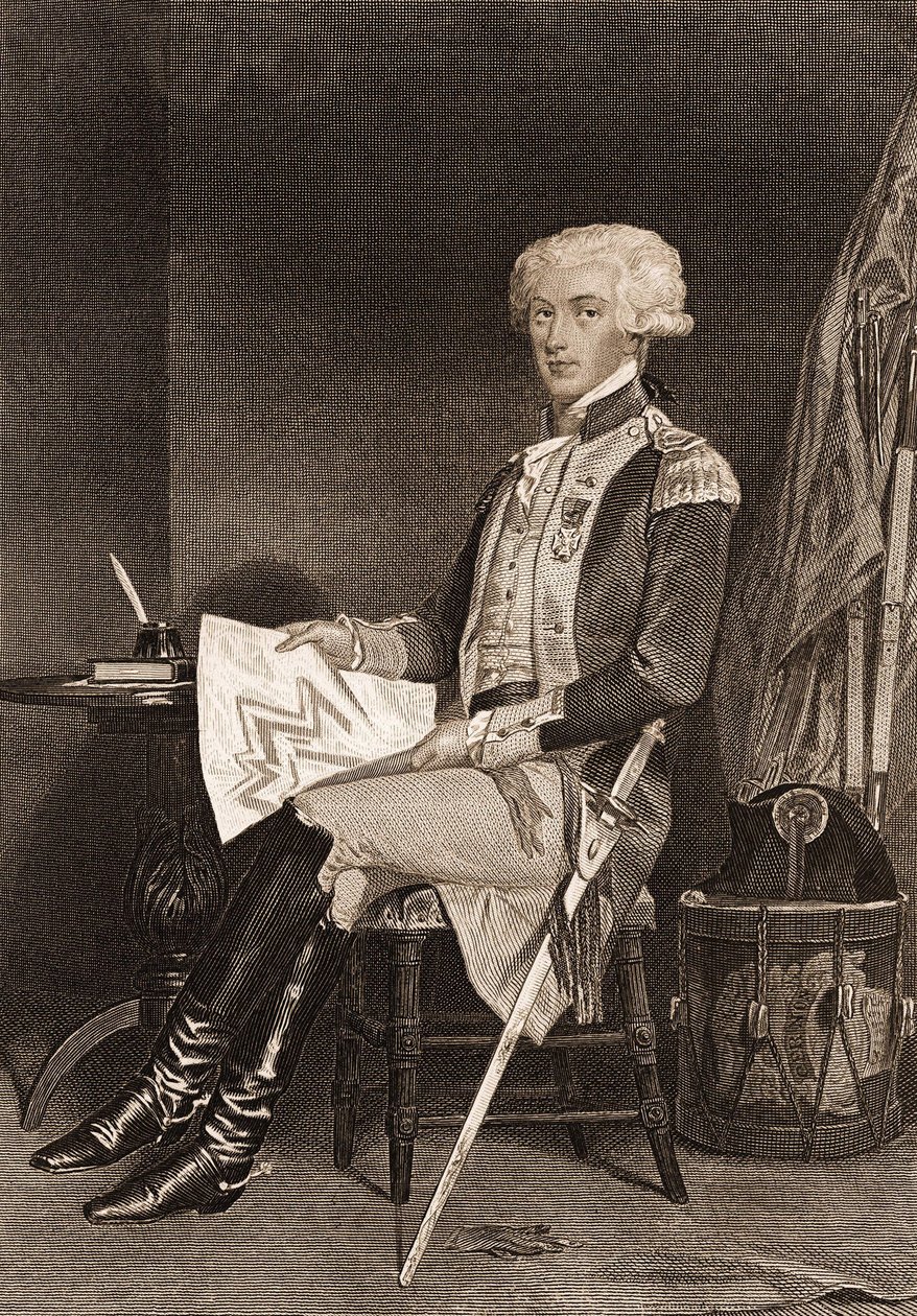 Portrett av general La Fayette (Lafayette) (1757-1834). av Unknown artist