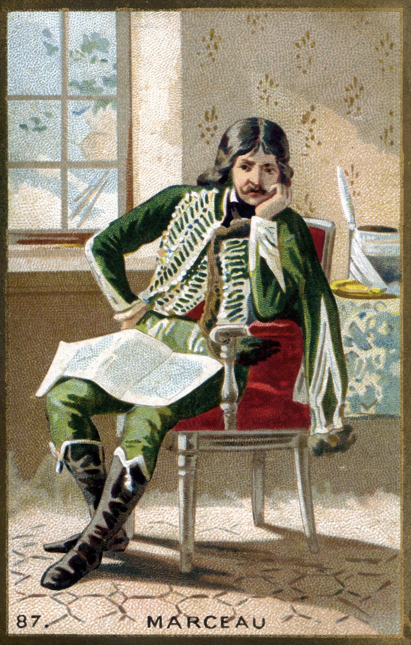 Portrait of General Marceau (1769 - 1796). Chromolithography of the late 19th century. av Unknown artist