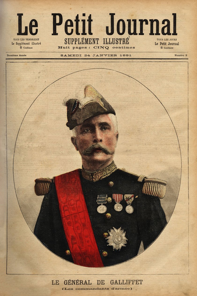 Portrett av general Marquis Gaston de Galliffet (1830-1909), hærsjef, kandidat til presidentskapet i republikken i 1879 og krigsminister i 1899. Gravering i "" Le petit journal illustrious"" 24.01.1891. Selvas samling. av Unknown artist