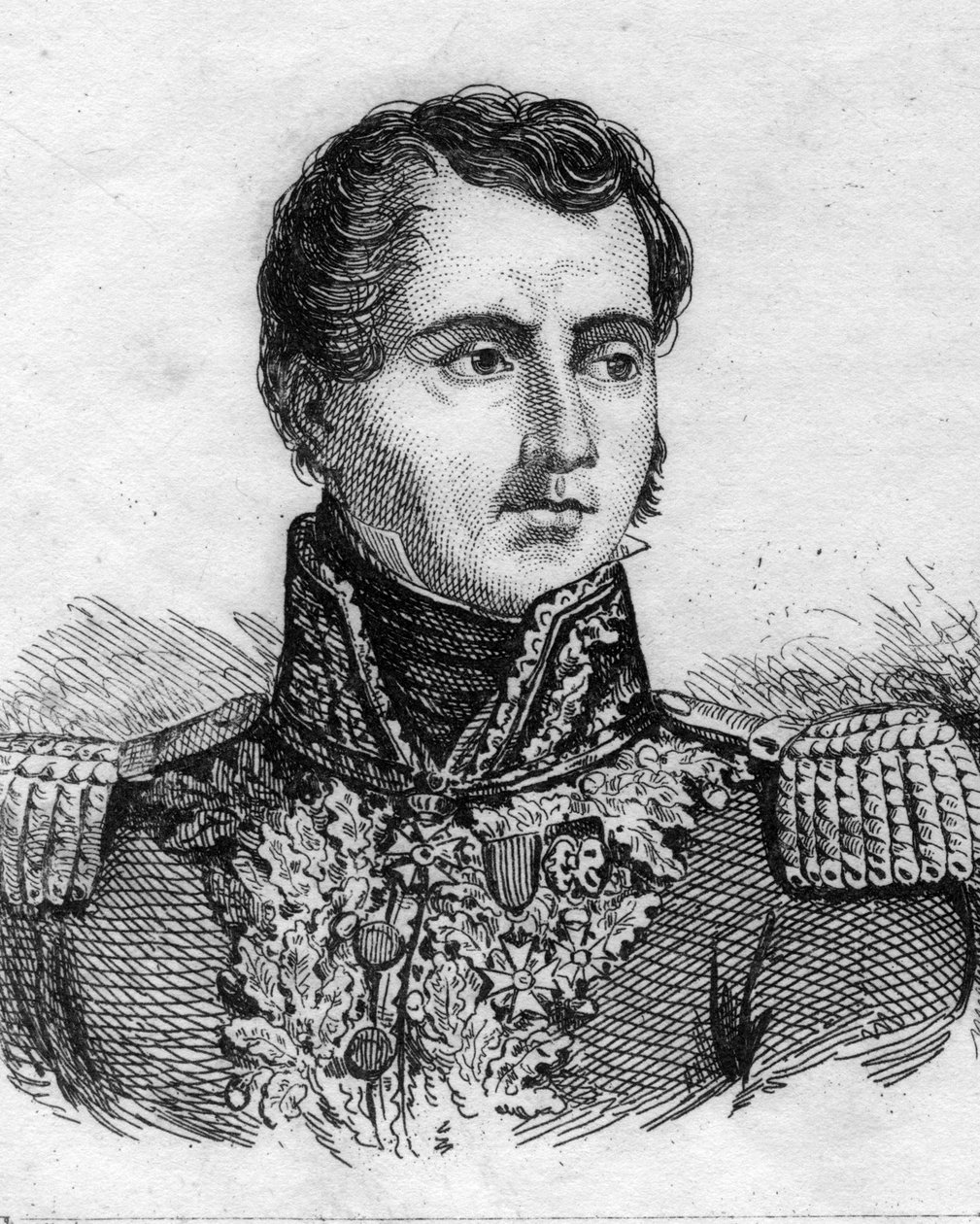 Portrait of General Pierre Francois Joseph du CREUX Flour 1770-1835.Engraving of the 19th century. av Unknown artist