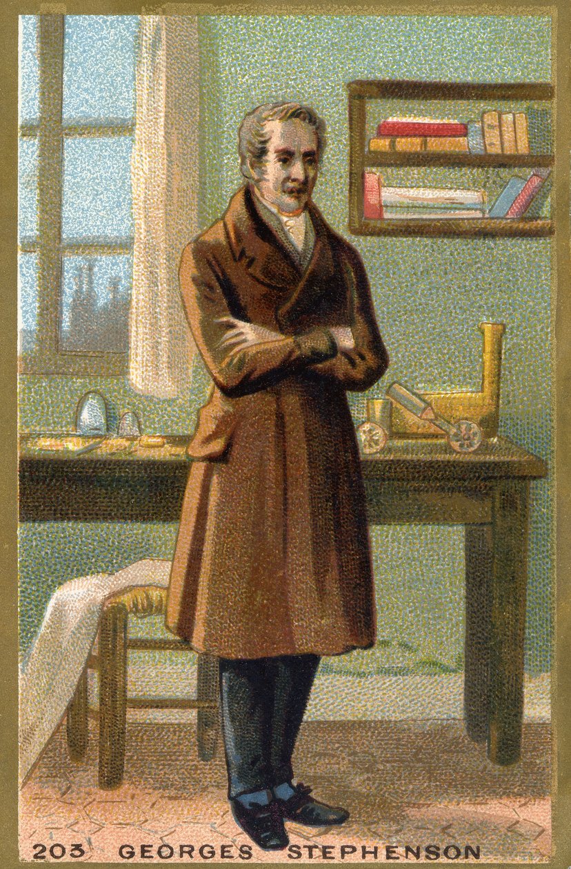Portrett av George Stephenson (1781-1848), britisk ingeniør. av Unknown artist